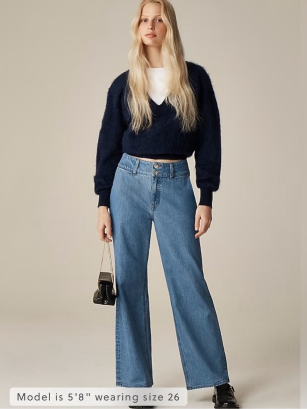 J. Crew Slim-Wide Leg Denim Jeans Elaine Wash Size 28 Chic 90s Retro Minimalist